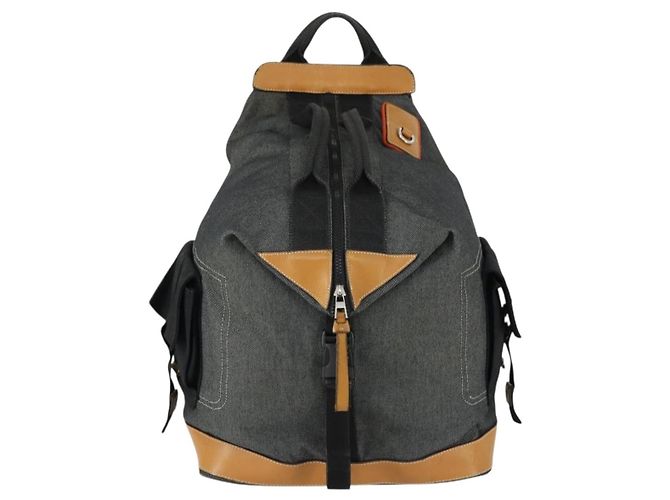 LOEWE Eye Nature Convertible Backpack Canvas Leather Gray Silver - vista 13