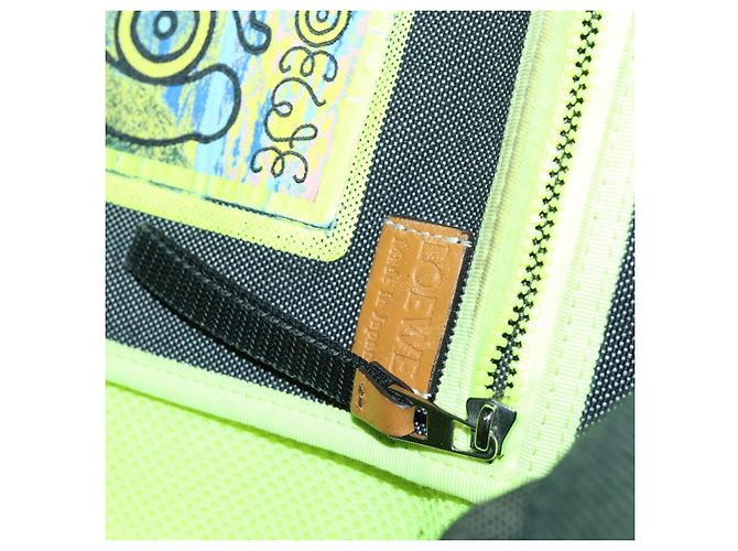 LOEWE Eye Nature Convertible Backpack Canvas Leather Gray Silver - vista 20