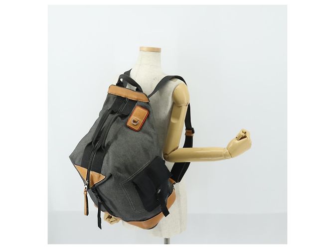 LOEWE Eye Nature Convertible Backpack Canvas Leather Gray Silver - vista 26