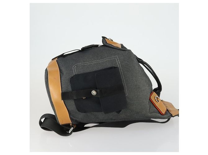 LOEWE Eye Nature Convertible Backpack Canvas Leather Gray Silver - vista 3