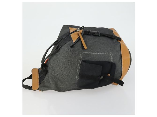 LOEWE Eye Nature Convertible Backpack Canvas Leather Gray Silver - vista 4