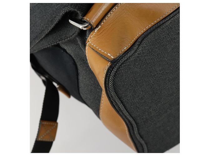 LOEWE Eye Nature Convertible Backpack Canvas Leather Gray Silver - vista 9