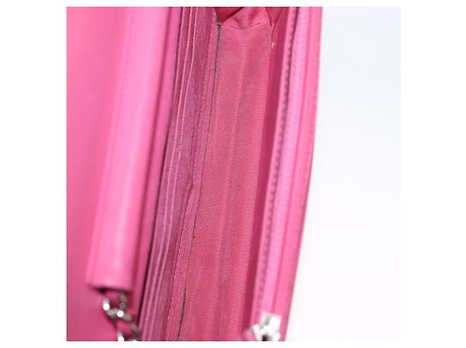 CHANEL Schultertasche mit Kette aus Leder Rosa Silber CC - Ansicht 11
