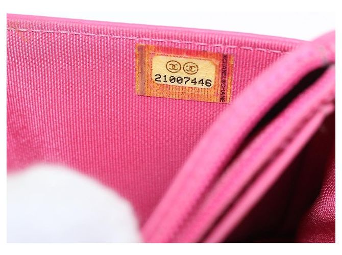 CHANEL Schultertasche mit Kette aus Leder Rosa Silber CC - Ansicht 12