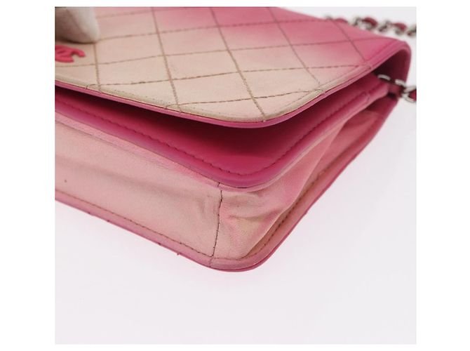 CHANEL Schultertasche mit Kette aus Leder Rosa Silber CC - Ansicht 15