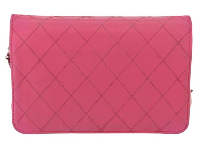 CHANEL Schultertasche mit Kette aus Leder Rosa Silber CC - Ansicht 2