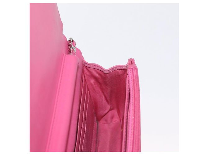CHANEL Schultertasche mit Kette aus Leder Rosa Silber CC - Ansicht 21