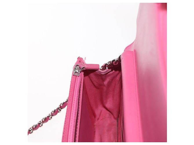 CHANEL Schultertasche mit Kette aus Leder Rosa Silber CC - Ansicht 22