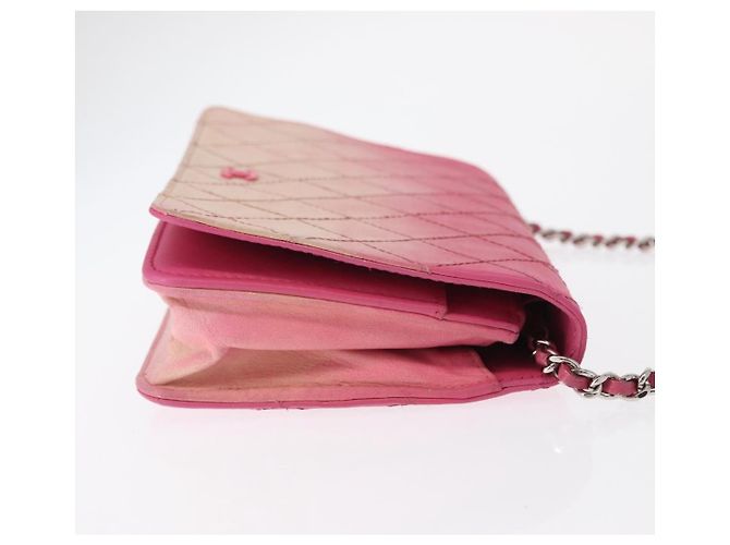 CHANEL Schultertasche mit Kette aus Leder Rosa Silber CC - Ansicht 3
