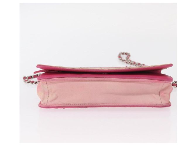 CHANEL Schultertasche mit Kette aus Leder Rosa Silber CC - Ansicht 5
