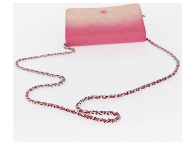 CHANEL Schultertasche mit Kette aus Leder Rosa Silber CC - Ansicht 7