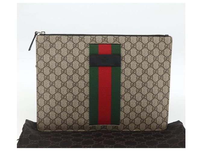 GUCCI GG Supreme Clutch Bag PVC Beige Silver 433665 - vista 12
