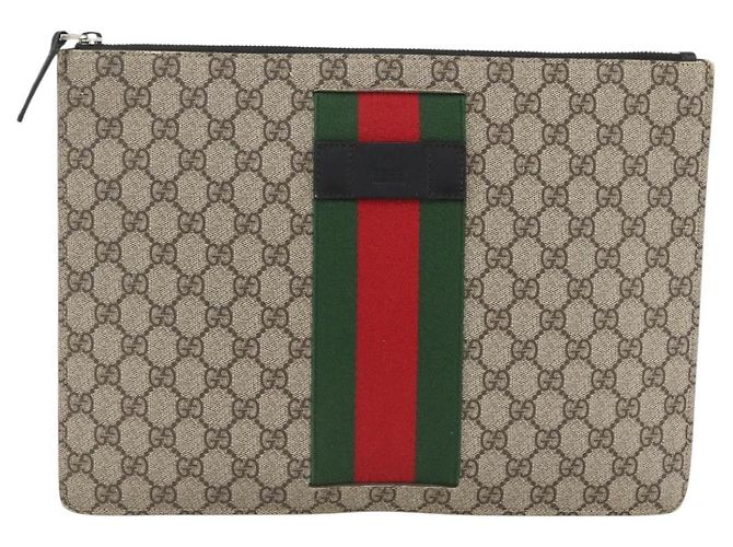 GUCCI GG Supreme Clutch Bag PVC Beige Silver 433665 - vista 13