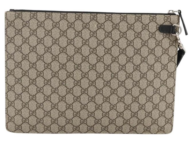 GUCCI GG Supreme Clutch Bag PVC Beige Silver 433665 - vista 2