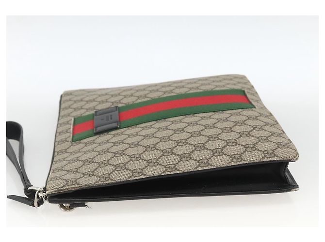 GUCCI GG Supreme Clutch Bag PVC Beige Silver 433665 - vista 3