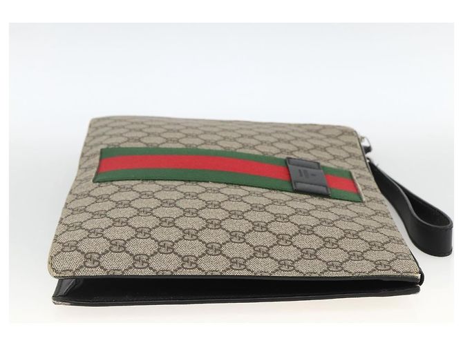 GUCCI GG Supreme Clutch Bag PVC Beige Silver 433665 - vista 4