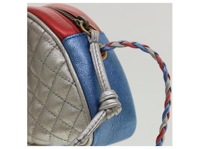 GUCCI Horsebit Pochette Shoulder Bag Lamb Skin Red Blue 534951 - vista 8
