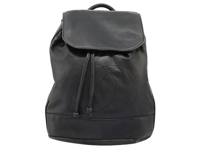CHANEL Schultertasche aus Lammleder Schwarz CC - Ansicht 13