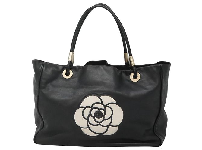 CHANEL Camelia Tote Bag Lamb Skin Black CC - Ansicht 2