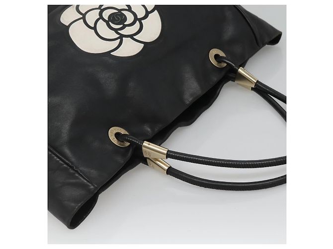 CHANEL Camelia Tote Bag Lamb Skin Black CC - Ansicht 6