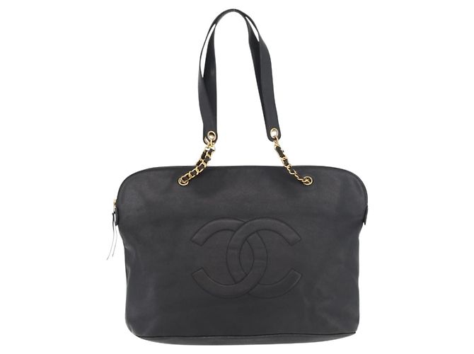CHANEL COCO Mark Chain Tote Bag Caviar Skin Black CC - vista 13