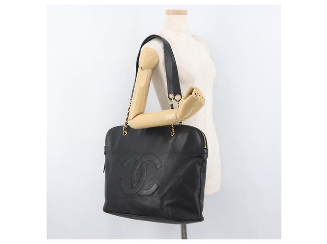 CHANEL COCO Mark Chain Tote Bag Caviar Skin Black CC - vista 26