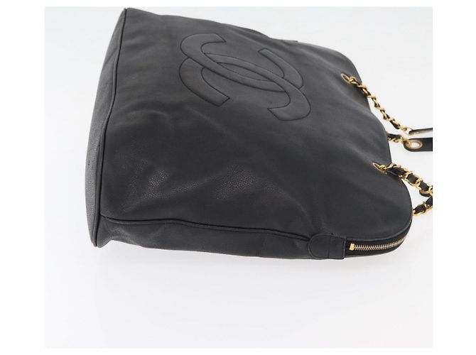 CHANEL COCO Mark Chain Tote Bag Caviar Skin Black CC - vista 3