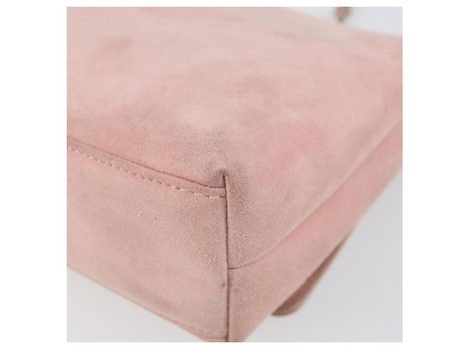 CHANEL Camellia Flap Chain Shoulder Bag Suede Pink Silver CC - vista 16