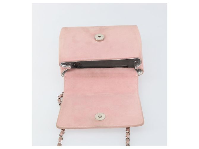CHANEL Camellia Flap Chain Shoulder Bag Suede Pink Silver CC - vista 18
