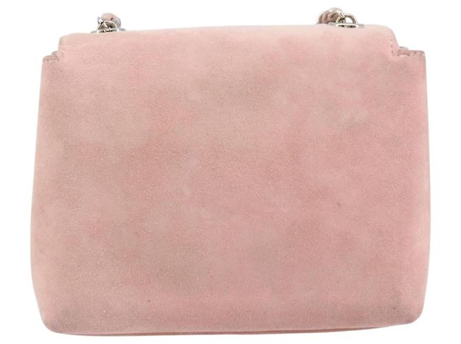 CHANEL Camellia Flap Chain Shoulder Bag Suede Pink Silver CC - vista 2