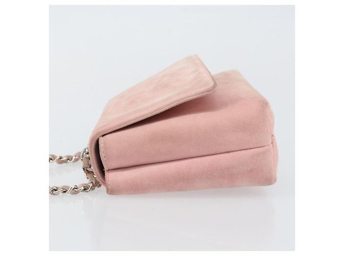 CHANEL Camellia Flap Chain Shoulder Bag Suede Pink Silver CC - vista 4