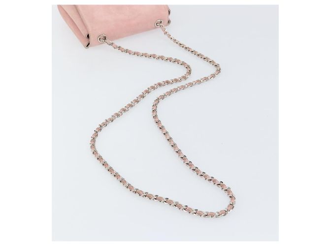 CHANEL Camellia Flap Chain Shoulder Bag Suede Pink Silver CC - vista 7