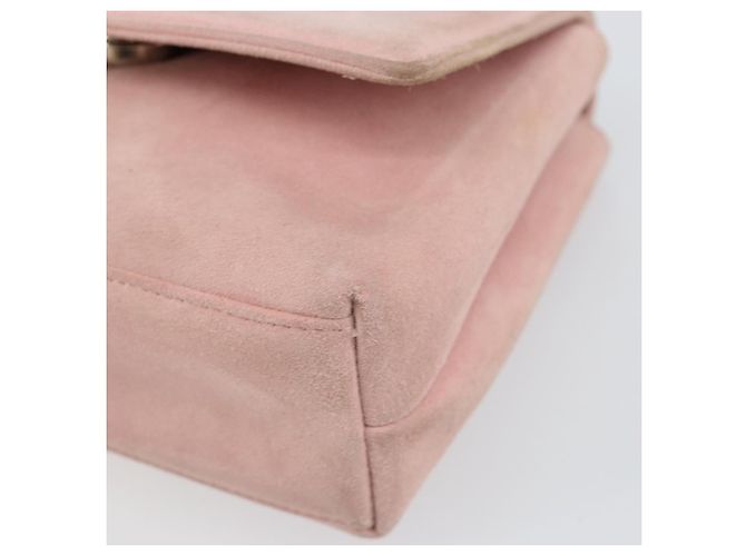 CHANEL Camellia Flap Chain Shoulder Bag Suede Pink Silver CC - vista 8