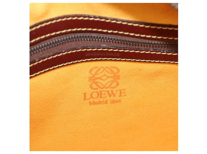 LOEWE Bolsa de Ombro Anagram Couro Camurça Castanho Dourado - vista 11