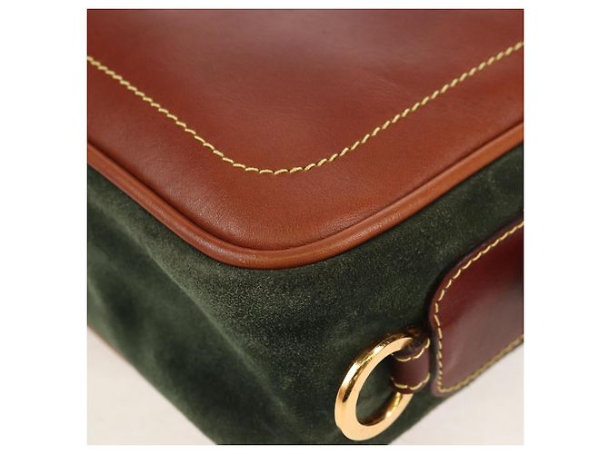 LOEWE Bolsa de Ombro Anagram Couro Camurça Castanho Dourado - vista 16
