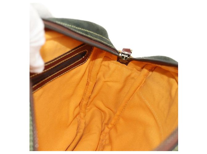 LOEWE Bolsa de Ombro Anagram Couro Camurça Castanho Dourado - vista 19