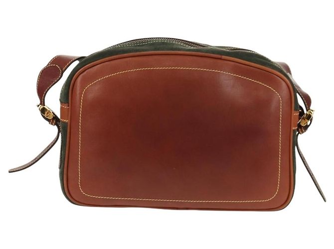 LOEWE Bolsa de Ombro Anagram Couro Camurça Castanho Dourado - vista 2