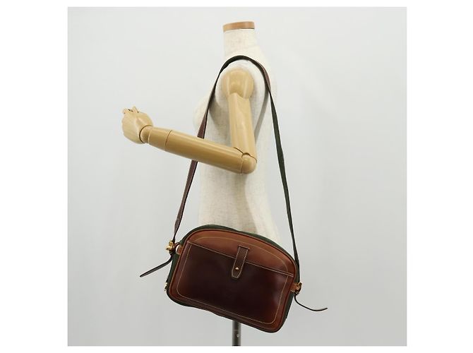 LOEWE Bolsa de Ombro Anagram Couro Camurça Castanho Dourado - vista 24