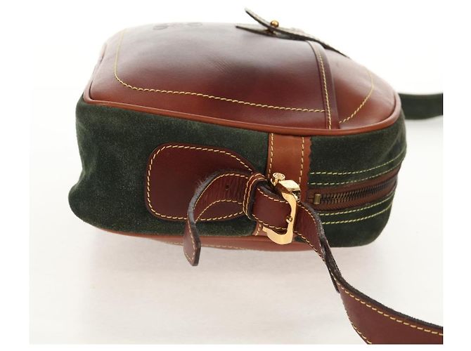 LOEWE Bolsa de Ombro Anagram Couro Camurça Castanho Dourado - vista 4