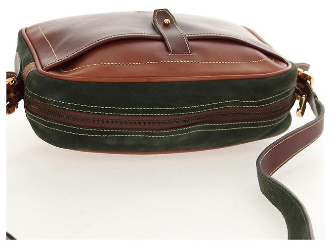 LOEWE Bolsa de Ombro Anagram Couro Camurça Castanho Dourado - vista 6