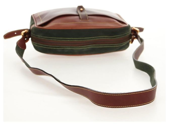 LOEWE Bolsa de Ombro Anagram Couro Camurça Castanho Dourado - vista 7