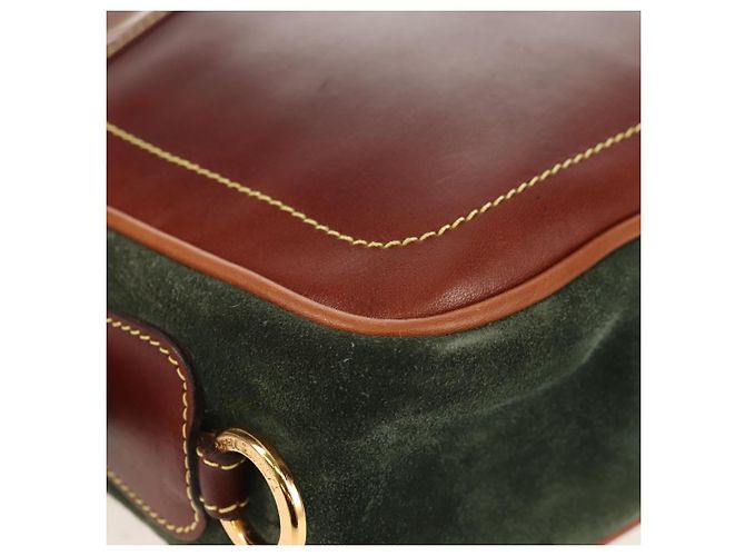 LOEWE Bolsa de Ombro Anagram Couro Camurça Castanho Dourado - vista 9