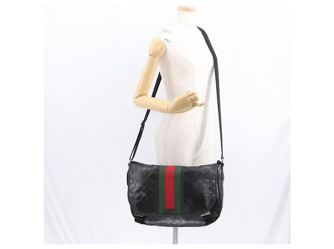 GUCCI GG Implementation Web Sherry Line Bag Black Silver 269376 - vista 25