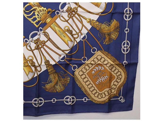 Hermès HERMES Carre 90 Pañuelo de Seda Cliquetis Blue Gold - vista 10