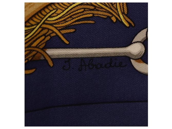 Hermès HERMES Carre 90 Pañuelo de Seda Cliquetis Blue Gold - vista 11