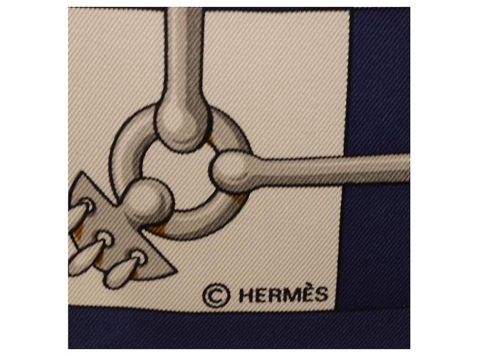 Hermès HERMES Carre 90 Pañuelo de Seda Cliquetis Blue Gold - vista 12