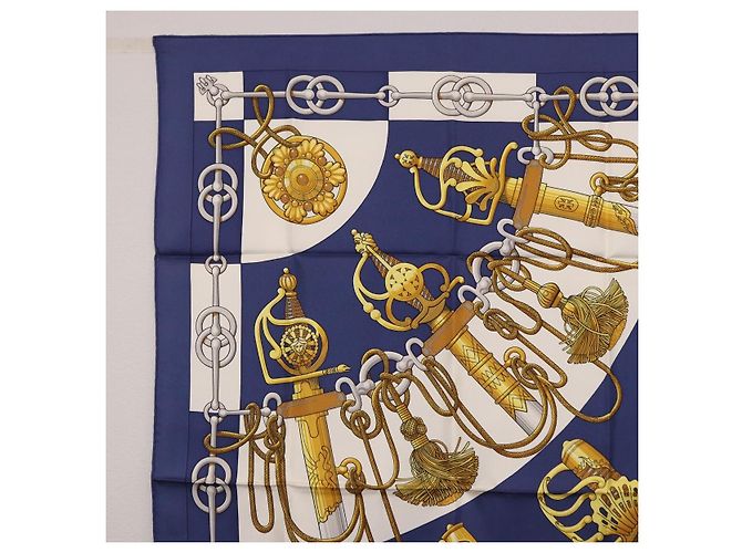Hermès HERMES Carre 90 Pañuelo de Seda Cliquetis Blue Gold - vista 2