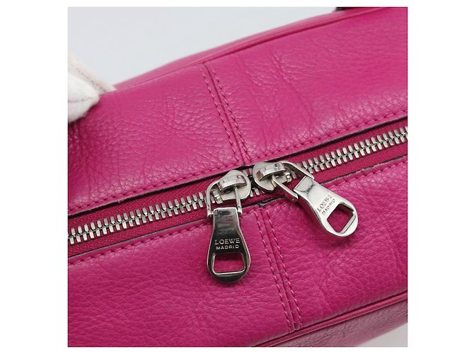 LOEWE Heritage Hand Bag Leather Pink Silver - vue 10