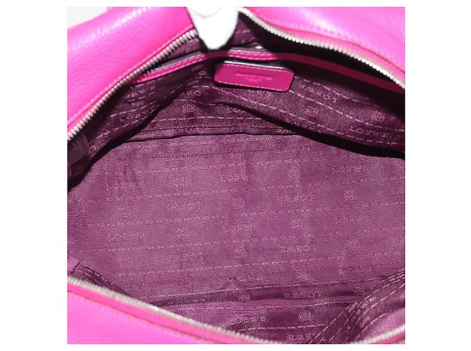 LOEWE Heritage Hand Bag Leather Pink Silver - vue 11