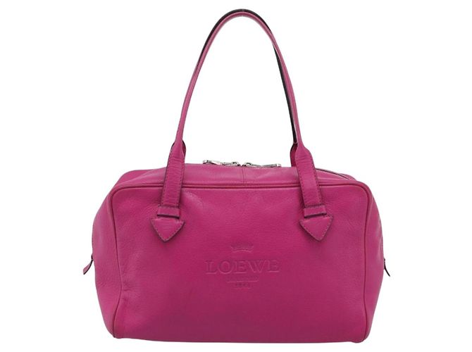 LOEWE Heritage Hand Bag Leather Pink Silver - vue 13